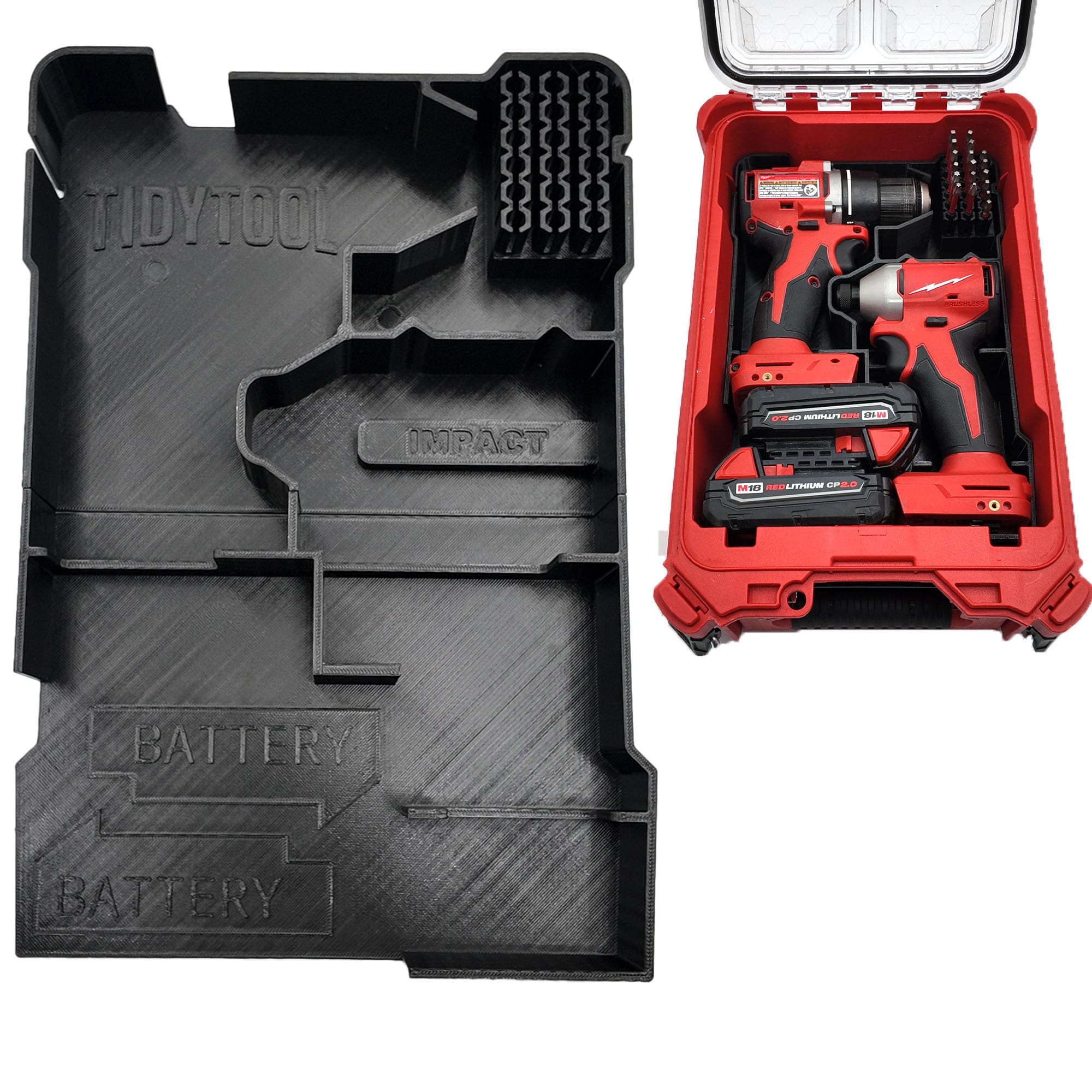 Tidy Tool Drill Driver Organizer for Milwaukee M18 Combo Drill/Driver and Impact Set