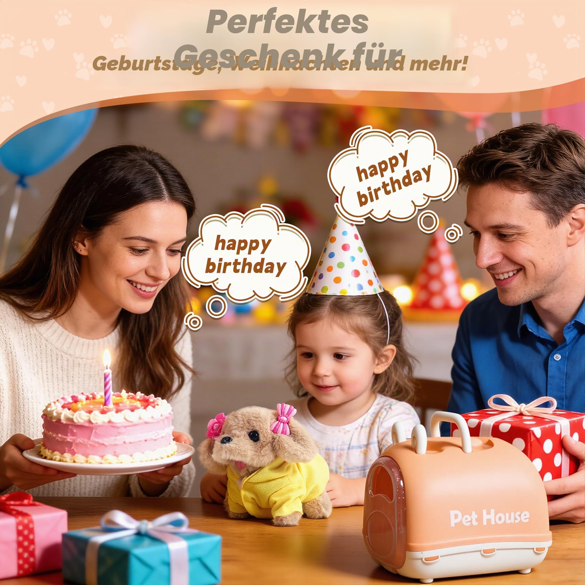 Hund Spielzeug Kinder - Kinderspielzeug & Spielzeug Ab 2 Jahre, Dog Spiel Interaktiver Bellender Kuscheltier Elektrischer Laufender Hund Für Kinder mit Leine, Geschenk 2 3 4 Jahre Mädchen Junge