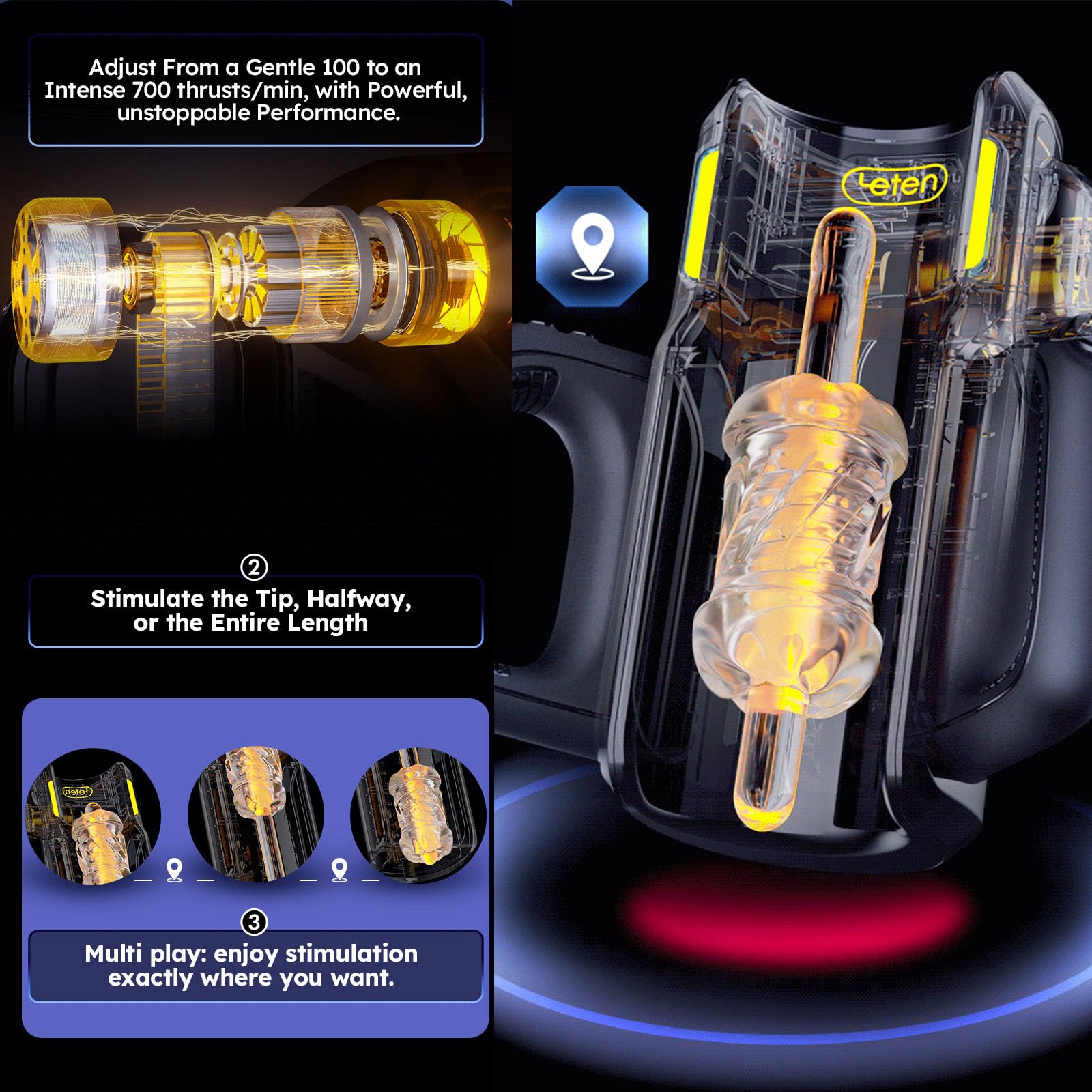 Amazon.com: Powerful Hands-Free Male Masturbator with Thrusting & Suction,  Rechargeable Sex Toy for Men, Waterproof Vibration Stroker : Health &  Household