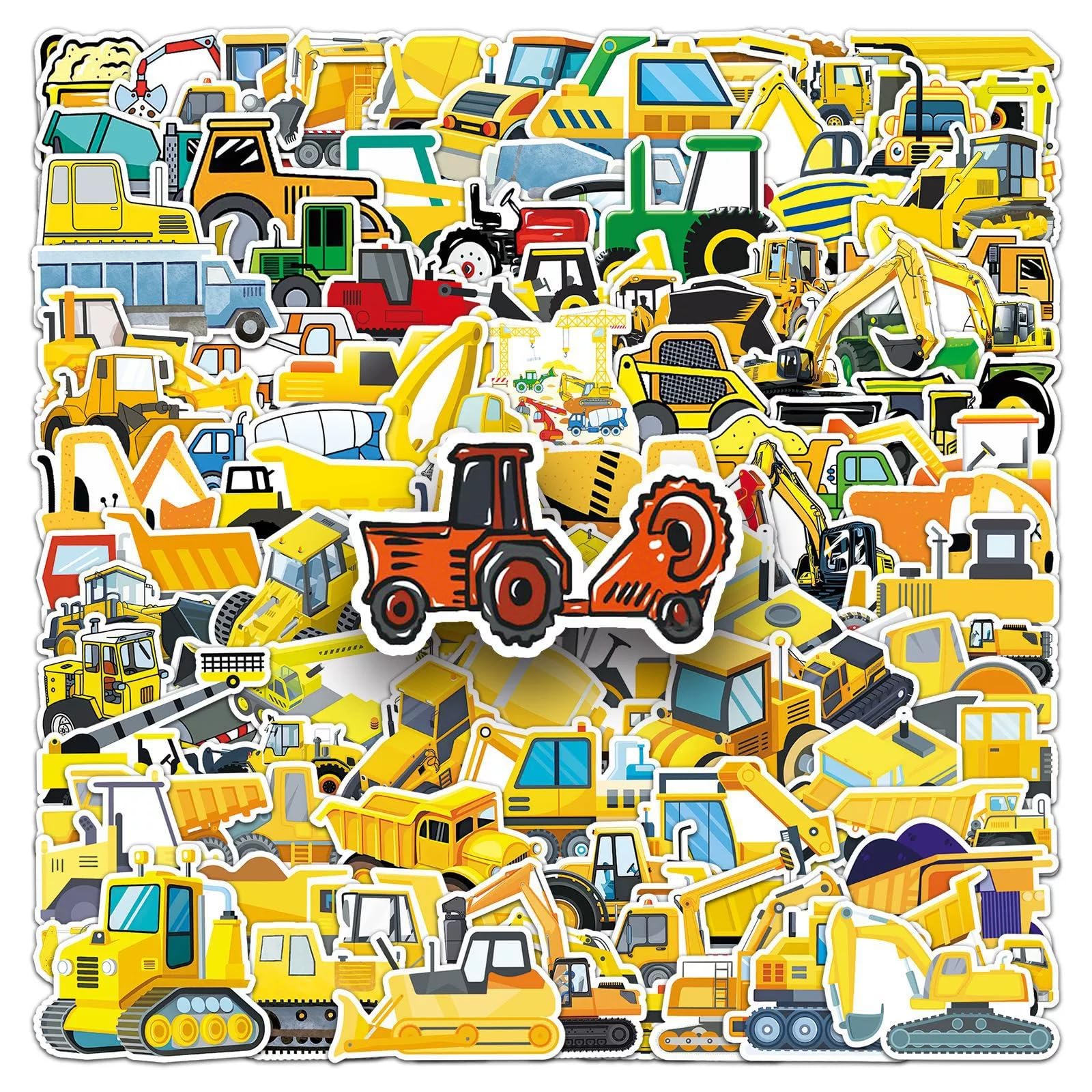 100 Pcs Funny Engineering Stickers for Water Bottle Waterproof Sticker for Laptop Skateboard Phone Car Decals for Teens Adults for Party Favors Supplies Decor (Cartoon Vehicle Stickers)