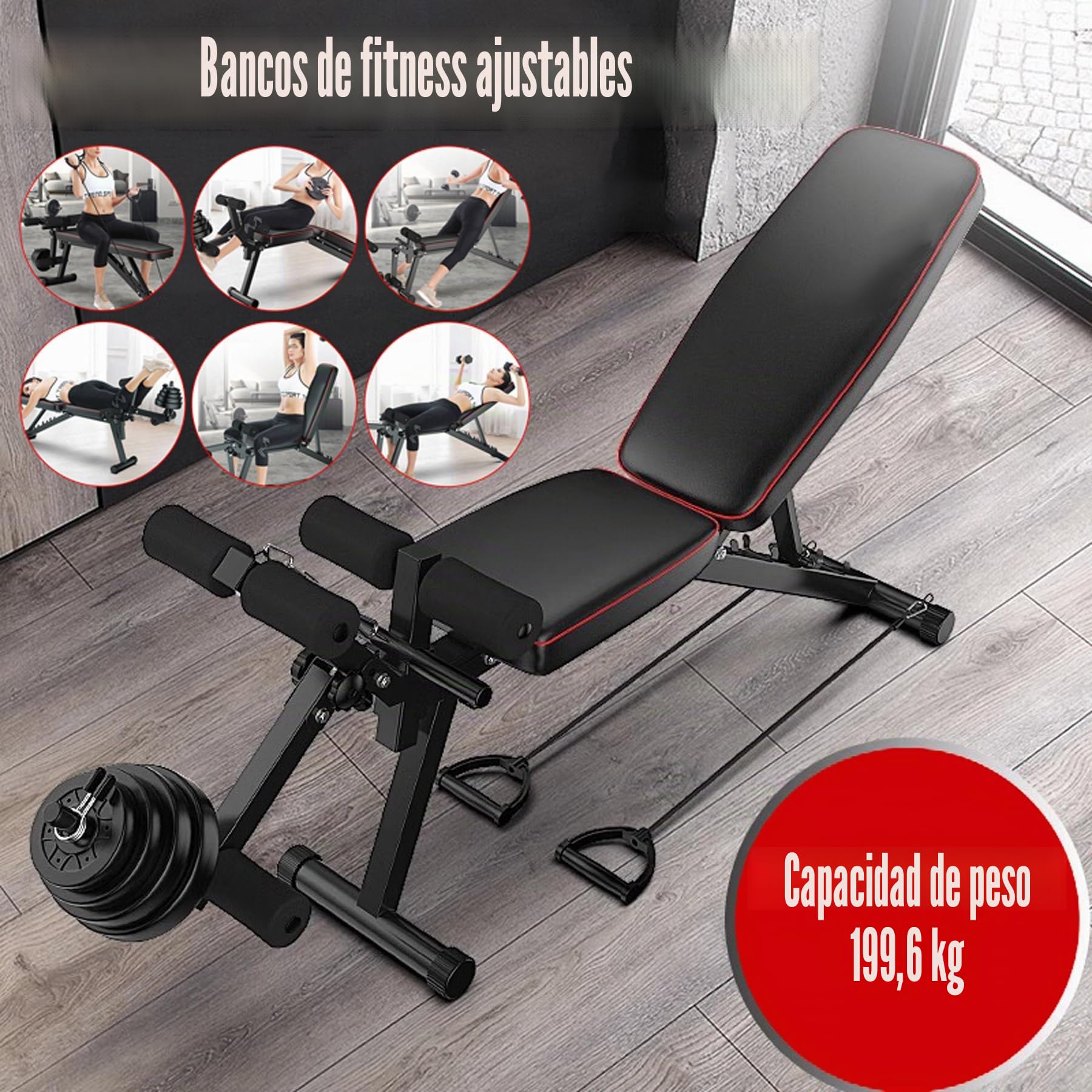 Banco Musculación, 5 Ángulos Ajustables, Banco Pesas, Maquina Cuadriceps, Máquina para Perder Peso De Cuerpo Completo, Capacidad Máxima De 200 Kg