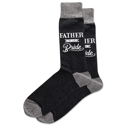 Hot Sox mens Wedding Bliss Novelty Casual Crew Socks, Father of the Bride (Black), 6 12 US