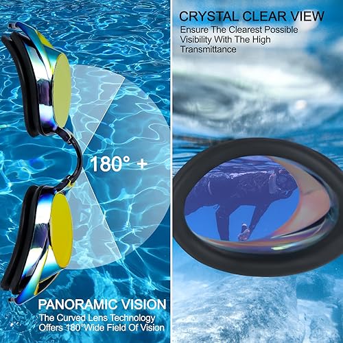 Miniatura 4 de Gafas de natación, paquete de 2 gafas de natación antivaho con protección UV sin fugas para adultos, hombres, mujeres, jóvenes