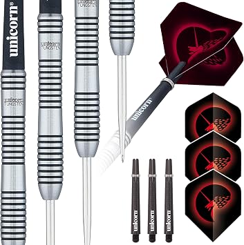 Unicorn Steel Tip Darts Set, Core Plus, Tungsten Barrels, 20g, 21g, 22g, 23g, 24g, 25g, 26g or 27g