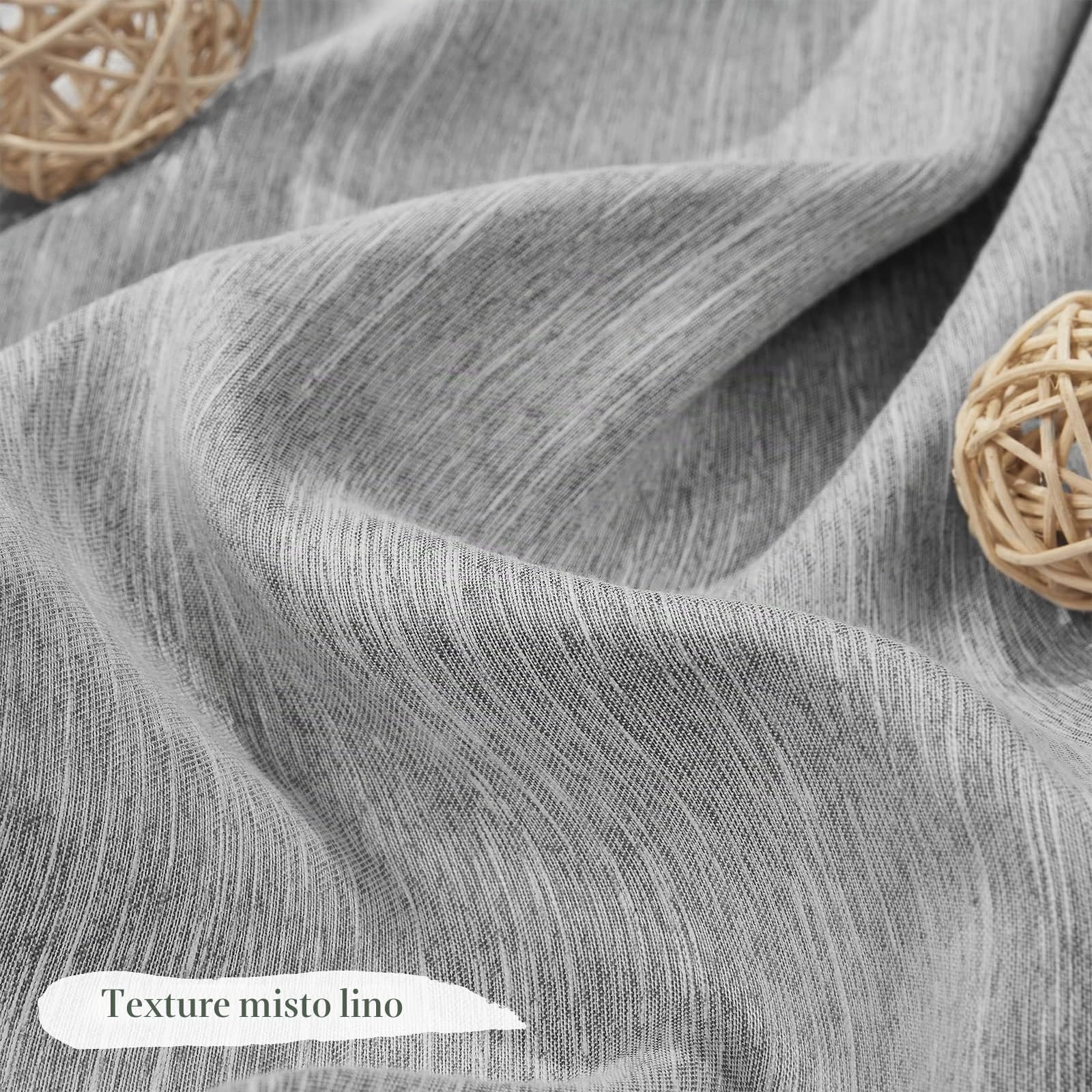 Melodieux Tende con Occhielli Oscuranti in Misto Cotone Grigio, al Pezzo, 140x245cm