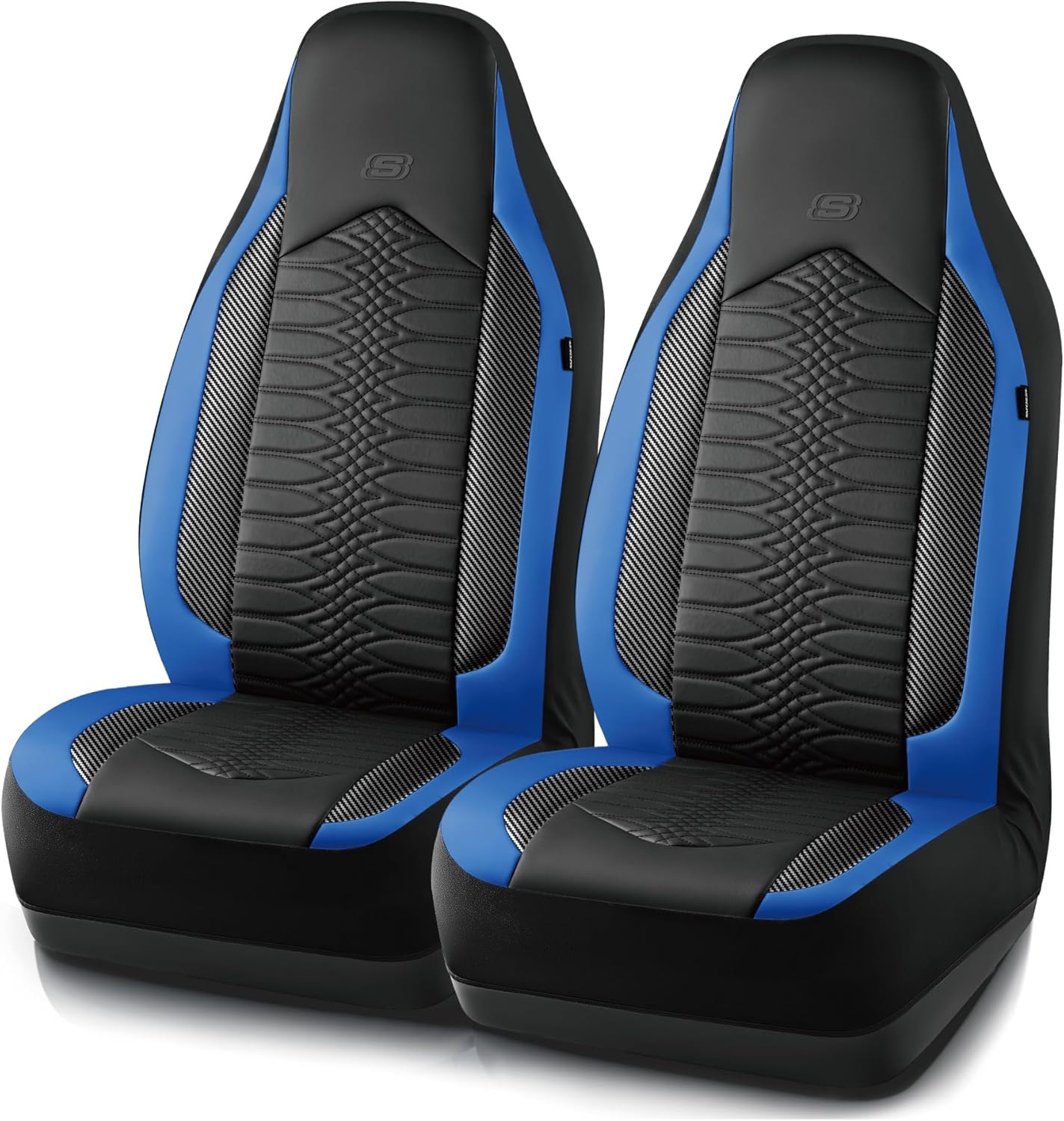 Skechers Memory Foam Car Seat Covers, Leather High Back Seat Covers Quilting Design,Waterproof Sports Car Seat Covers Front Seats,Airbag Compatible, Universal Fit for Most Cars, SUVs,Trucks,Black