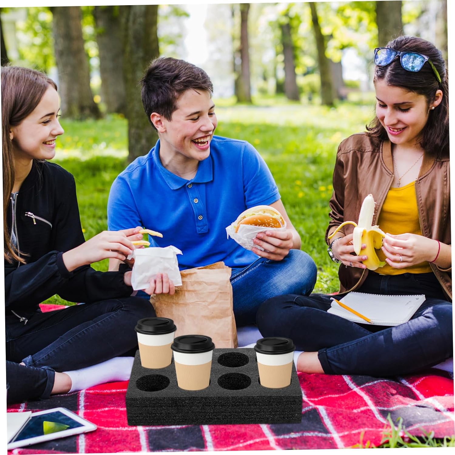 iplusmile 3pcs Beverage Take Out Fixing Tray Cotton Cup Holder for Drinks -Hole Design for Takeaway Packing and Secure Beverage Transport