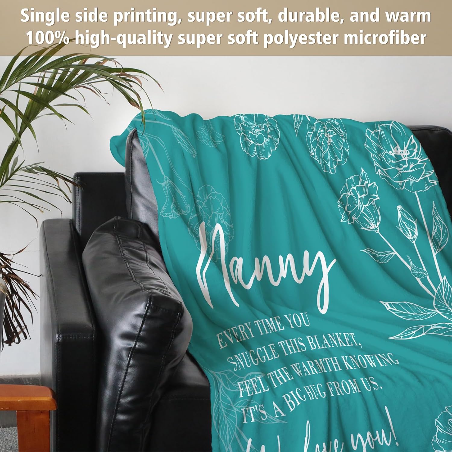 GiltGlimmer Nanny Gifts for Grandma, Gifts for Nanny Blanket, Nanny Birthday Gift from Grandkids, to My Nanny Nana Grandma Blanket 50" x 60", Teal - Image 4