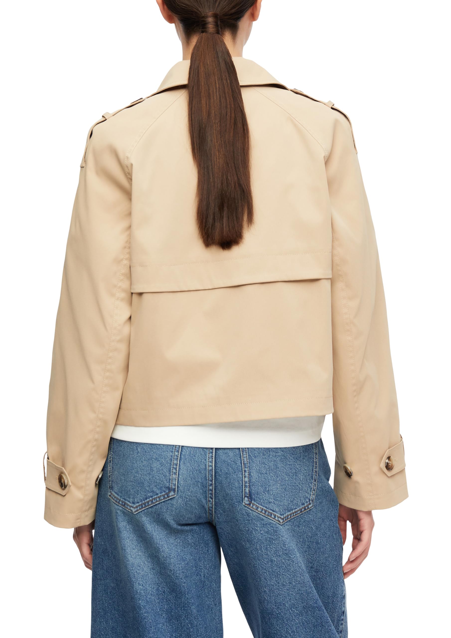 COMMA Damen Outdoor-Jacke – Relaxed Fit, Twill, Trench-Kragen, Zweireiher-Knopfleiste