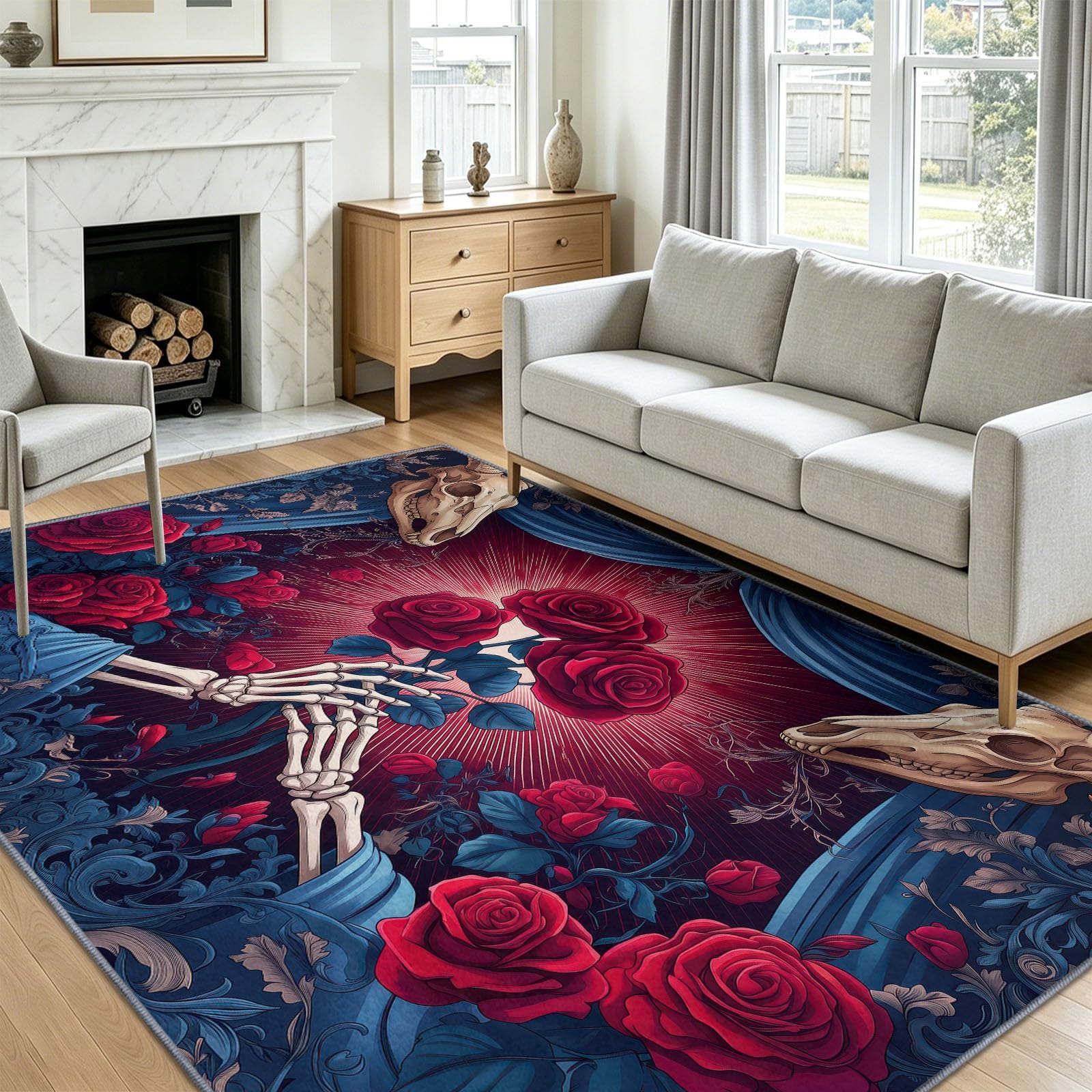 Alfombra de Halloween de 80 x 150 cm azul oscuro gótica de pelo corto