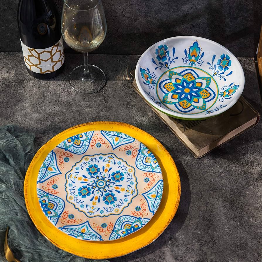 食器セット（多色・多形）メラミン Amazon.co.jp: メラミン食器セット 12個 丈夫な食器 カラフルプレート