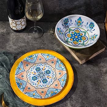 食器セット（多色・多形）メラミン Amazon.co.jp: メラミン食器セット 12個 丈夫な食器 カラフル