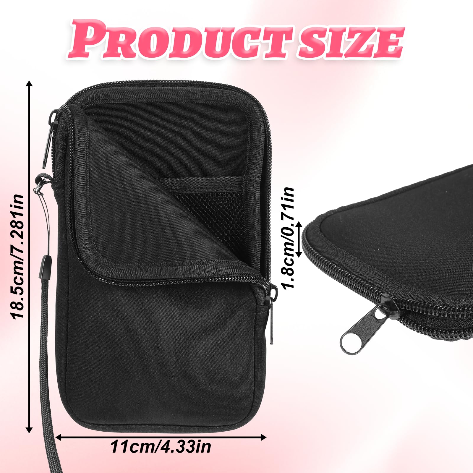 Thinp Tampon Holder for Purse, Small Period Travel Pouch Tampon Storage Bag with Zipper Portable Period Bag for Women, Ladies Small Tampons Organizer Pouch for Feminine Products (Black)