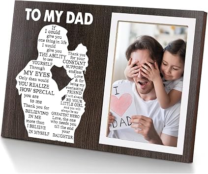 Fathers Day Dad Gifts from Daughter, To Thank You Dad Birthday Gift Wooden Picture Frame for Dads Christmas Thanksgiving Retirement Fathers Day Tabletop Wall Decor, Meaningful Appreciation Present