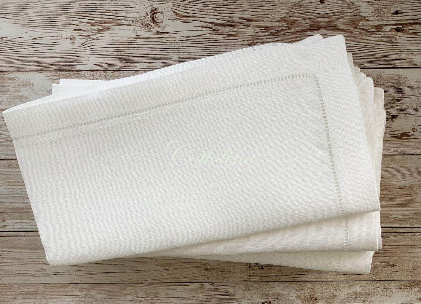 Luxury Hemstitched Linen Napkins - Table Fine Dining 18"x18" (45x45cm)