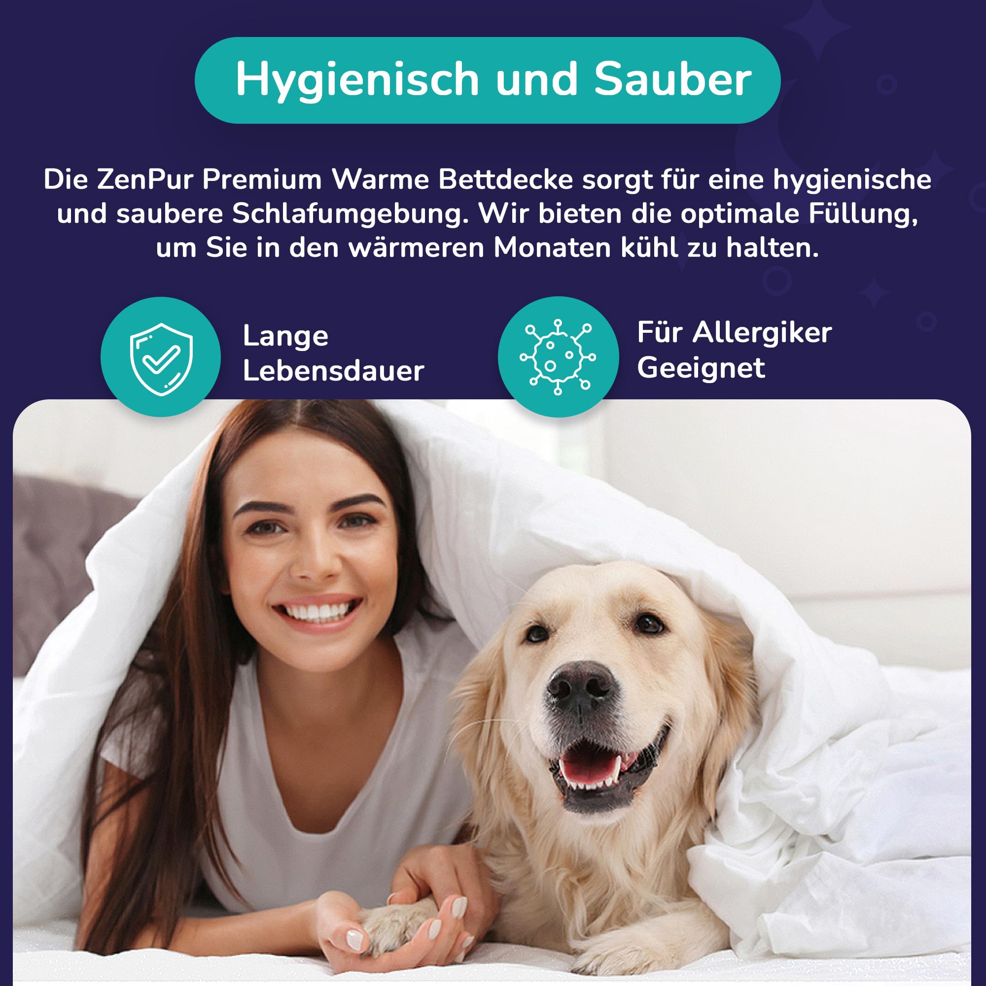 ZenPur Bettdecke für Kinder, 135 x 200 cm, hergestellt in der EU, Zertifiziert nach Öko-TEX 100, Komfort und Qualität für einen erholsamen und ruhigen Schlaf