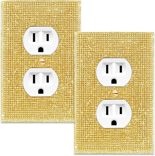Cubierta de placa de pared dorada con diamantes de imitación coloridos, cubierta de interruptor de luz de colores, cubierta de interruptor de luz
