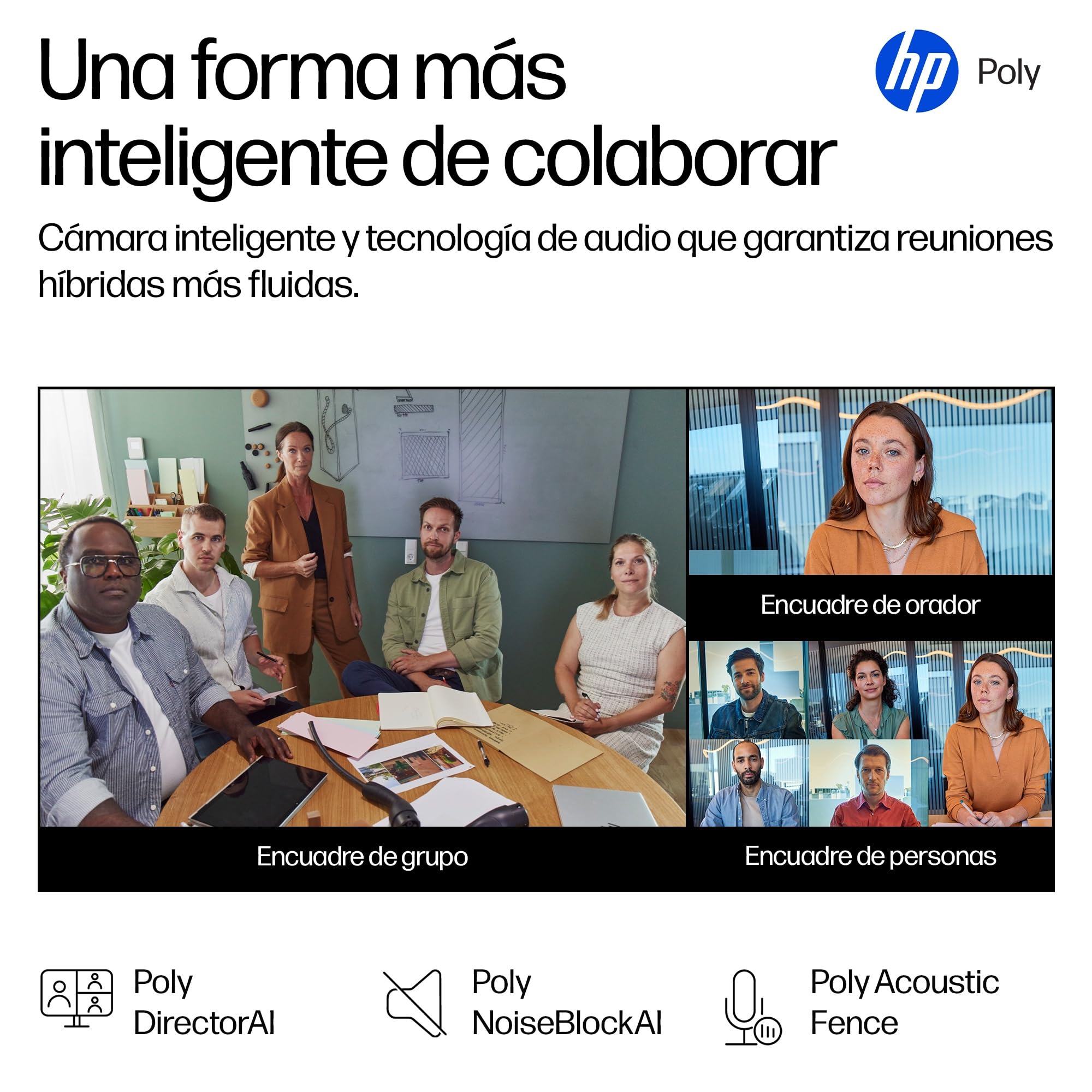 Poly Studio V12 Barra de vídeo USB para Salas pequeñas, 4K 20MP, visión 120º, reducción de Ruido, para Zoom, Teams