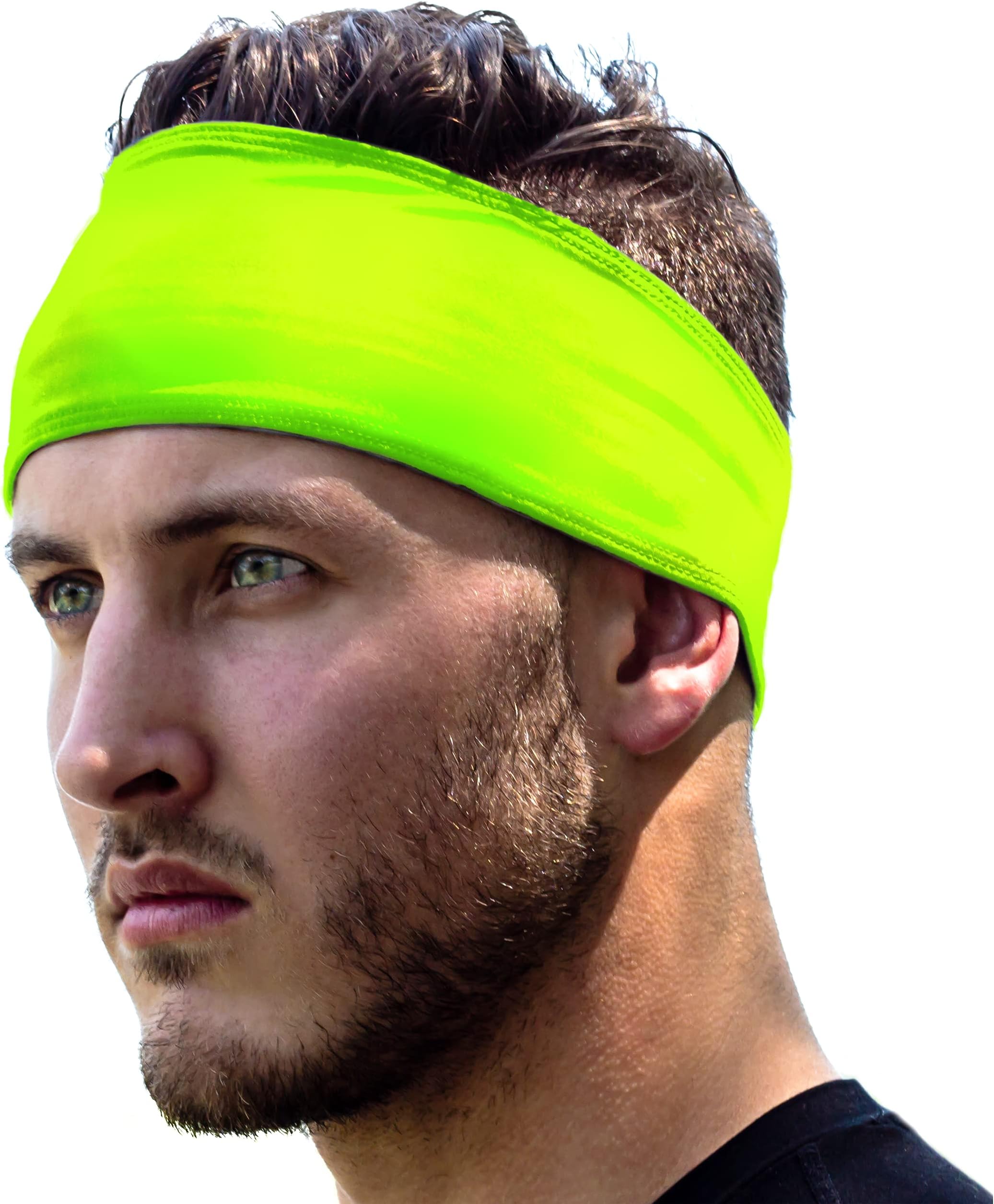 High Visibility Headband: Sport Headbands For Running & Jogging Safety at Night. Fits Women Men Kids. Replace Reflective Gear Vest Jacket Shirt For Bright Visible Sweatband. High-Vis Florescent Yellow