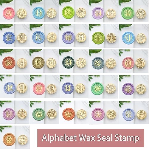 Miniatura 4 de Sello de cera, sello clásico del alfabeto, sello de sellado de cera con cabeza de latón, mango de madera para invitación de fiesta de boda (letra L)