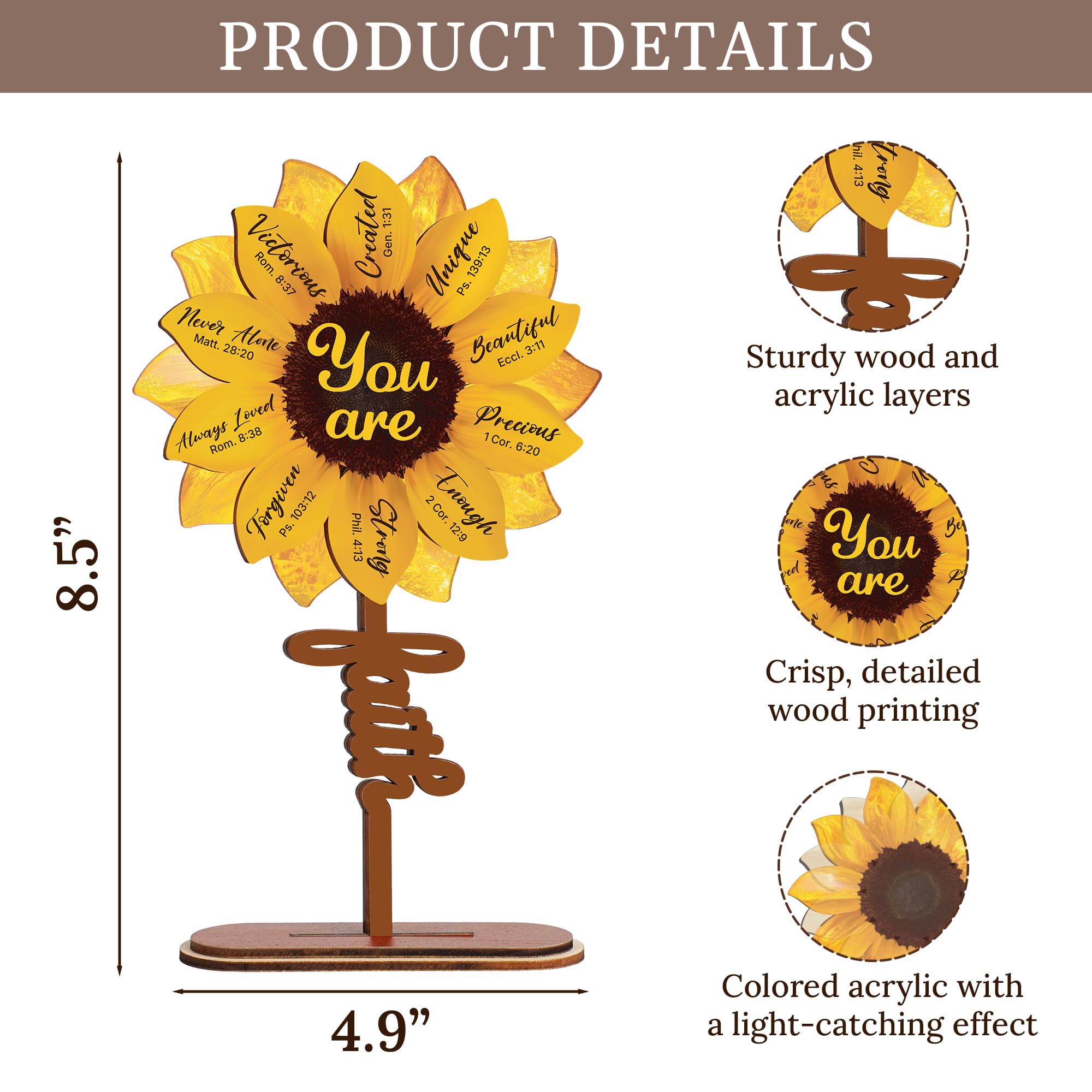Christian Sunflower Gifts For Women, God Says You Are Sun Flower Mothers Day Gifts For Mom, Faith Based Teacher Appreciation, Spiritual Birthday Present For Coworker, Nurse, Unique Desk Decor Plaques
