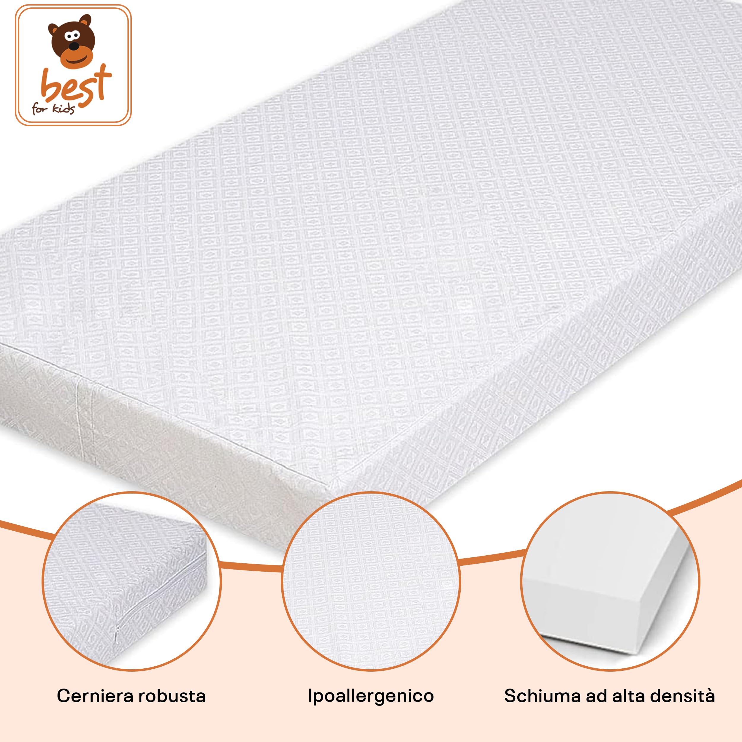 Materasso in schiuma fredda 60x120 | Materass per lettino, Materass per lettino per bambini, Materasso anti-soffocamento Mettress singolo | Schiuma Mattereso culla per neonato