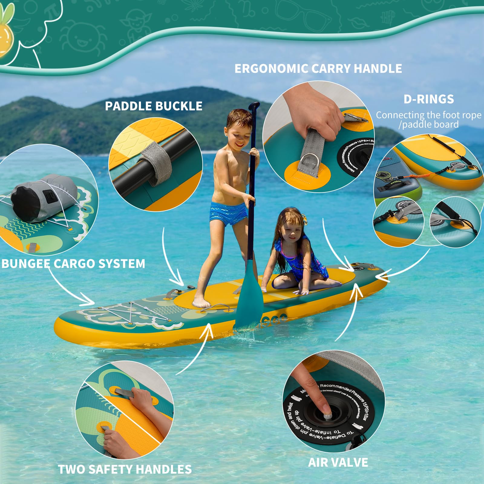 Amazon | Seaseesup 子供用 空気注入式 スタンドアップパドルボード