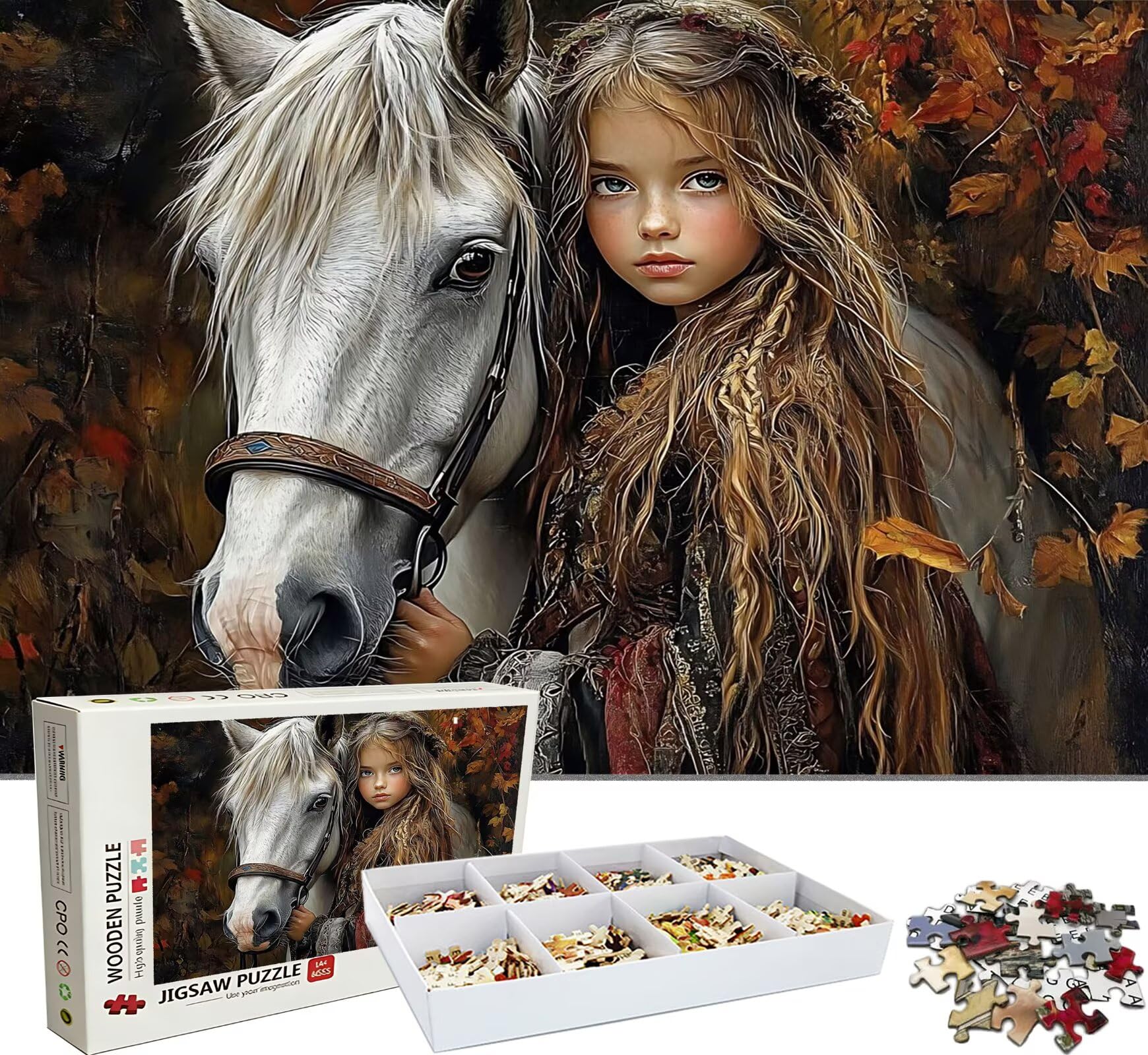 Puzzle 3000 Teile, Holzpuzzle Erwachsene Tier Pferd Impossible Klassische Jigsaw Puzzles 122 x 81 cm, Familien Spiel, Puzzle Stressabbau Denkspiel, Puzzle-Liebhaber w0-166