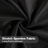 Vista 5 de Mantel redondo negro ajustable de elastano elástico con borde elástico, mantel de mesa para el hogar, cocina, comedor, 60 pulgadas