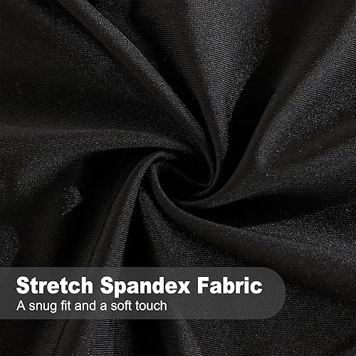 Miniatura 5 de eeivs Mantel cuadrado negro ajustable de elastano elástico con borde elástico, mantel de mesa para el hogar, cocina, comedor, 34 x 34 pulgadas