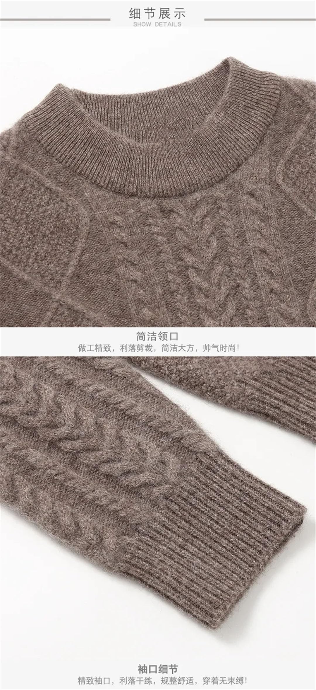 Vogrtcc Maglione in Cashmere Pullover Girocollo Lavorato A Maglia da Uomo