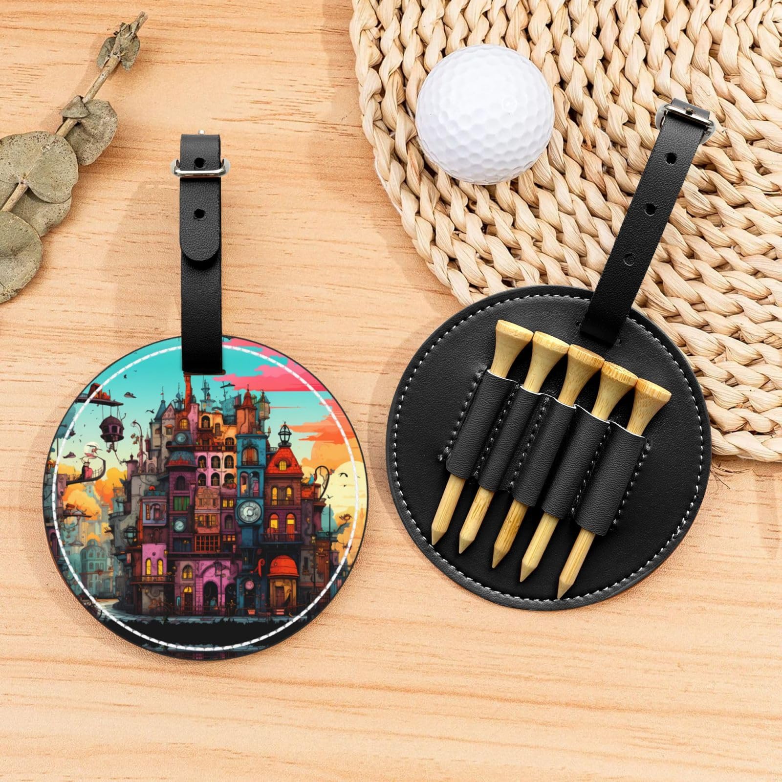 House Black Printed Golf tee Storage Bag - Portable Design, Easy to Organize tee