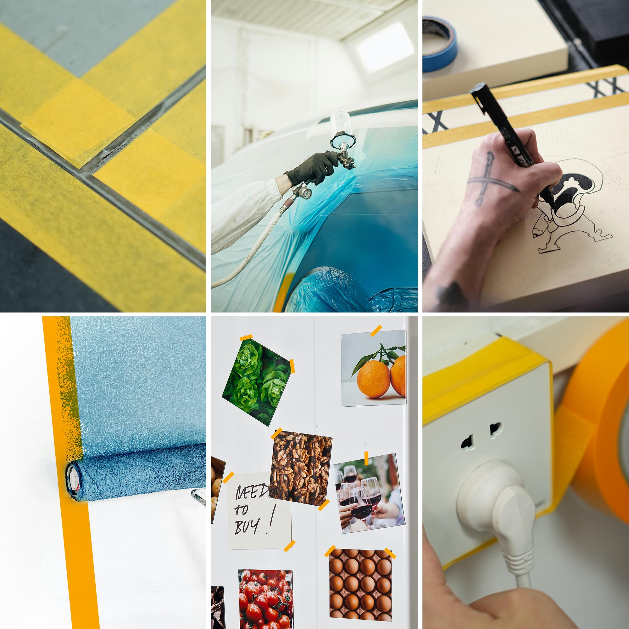 TAPEBEAR Nastro per Mascheratura 50m x 50mm, Nastro Adesivo per Pittura per Precise Verniciatura, Nastro di Carta Washi per Uso Interno, Rimozione senza Residui per 5 Giorni, 5 Rotoli