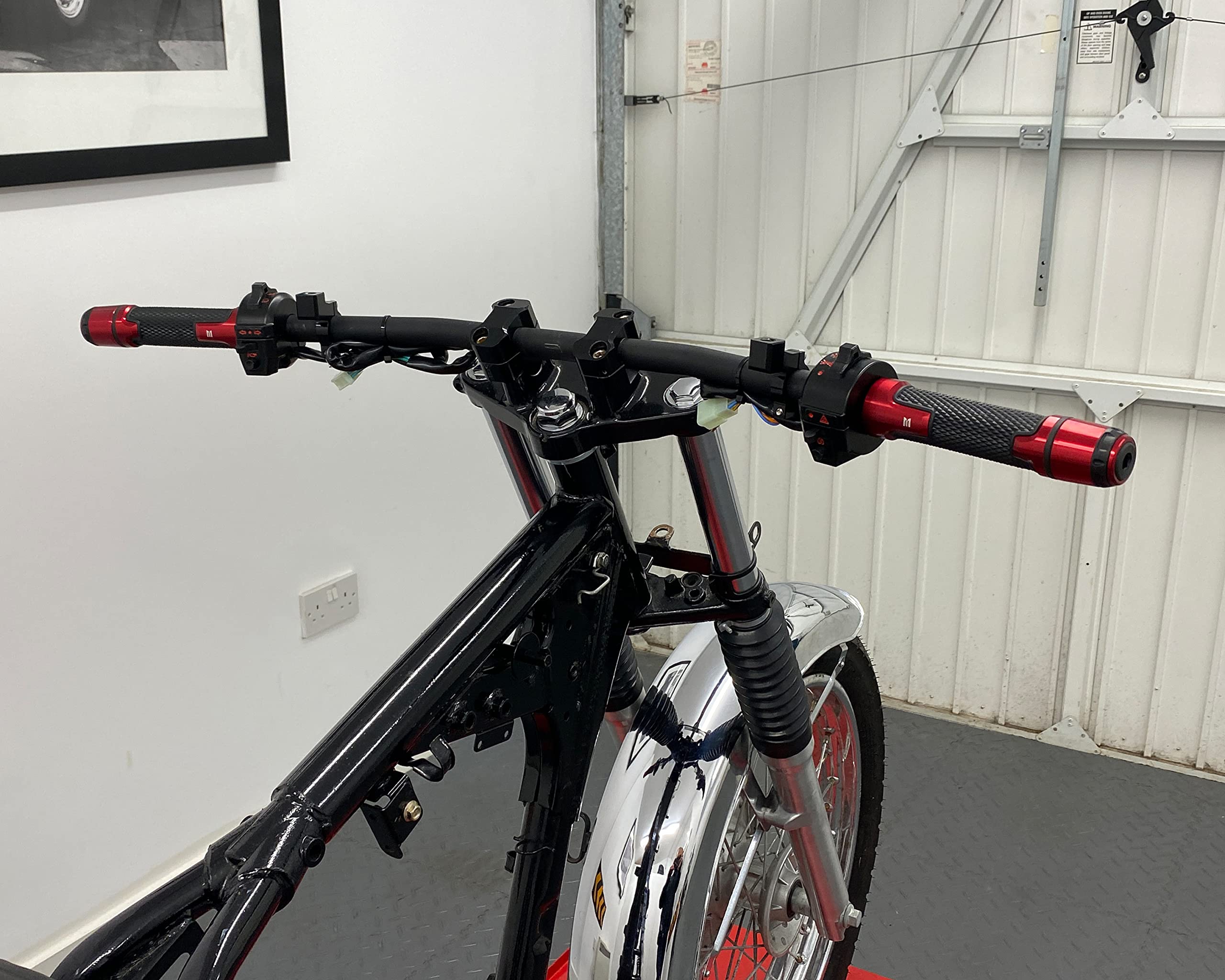 stuur 22mm plat, motorfiets stuur 740mm/29.1in custom stuur 22mm diameter motorfiets universeel (mat zwart