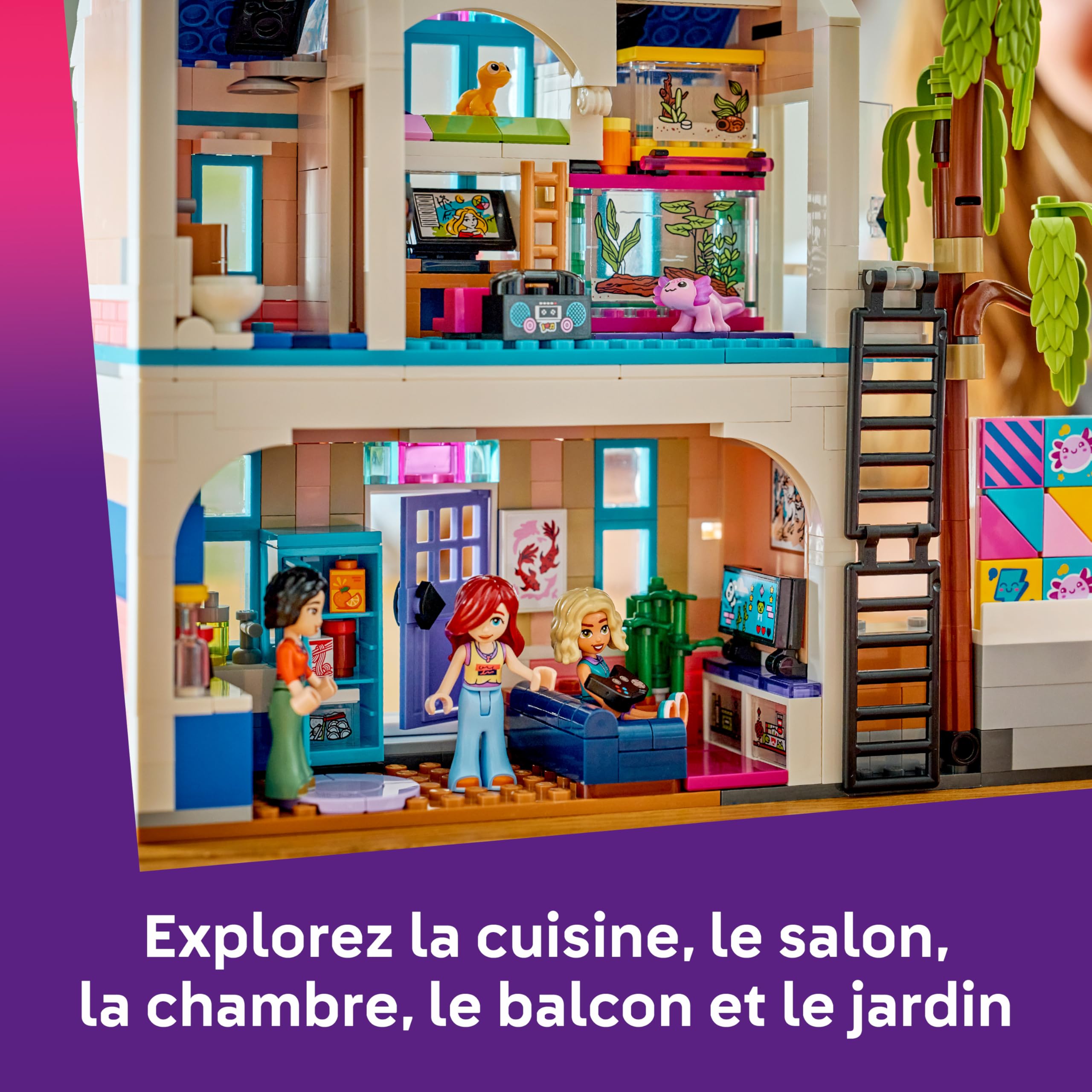LEGO Friends La Maison de Famille de Liann - Jeu de Construction - Set Miniature - Jardin, 4 Mini-Poupées, Figurines d'Axolotl & Gecko - Accessoires - Cadeau d'anniversaire pour Fille dès 7 Ans 42687