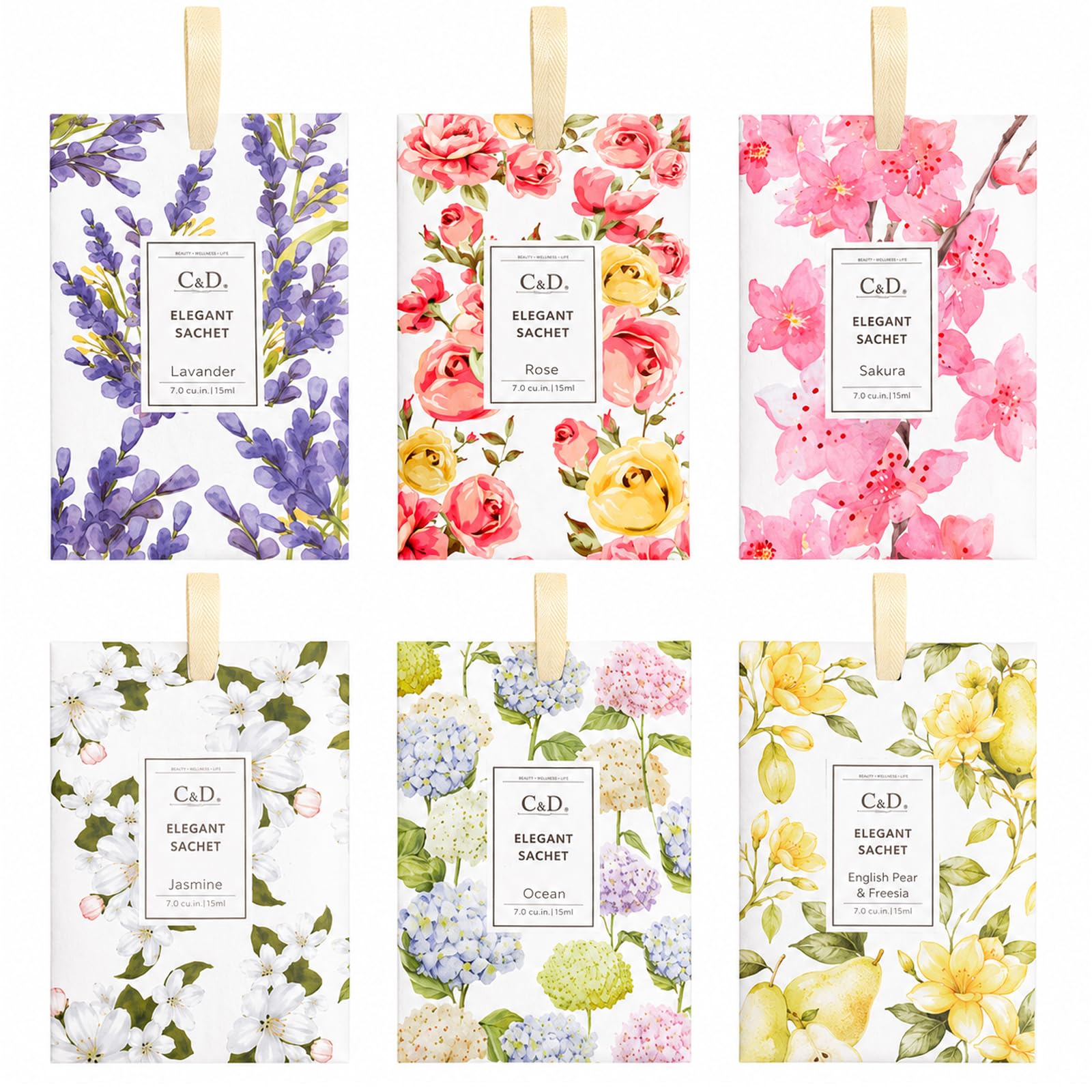Wardrobe Fresheners, Wardrobe Freshener, Drawer Freshener for Clothes Set with 6 Fragrances, Long-Lasting, Ideal for Suitcases, Wardrobe Organisation and Freshness Maintenance