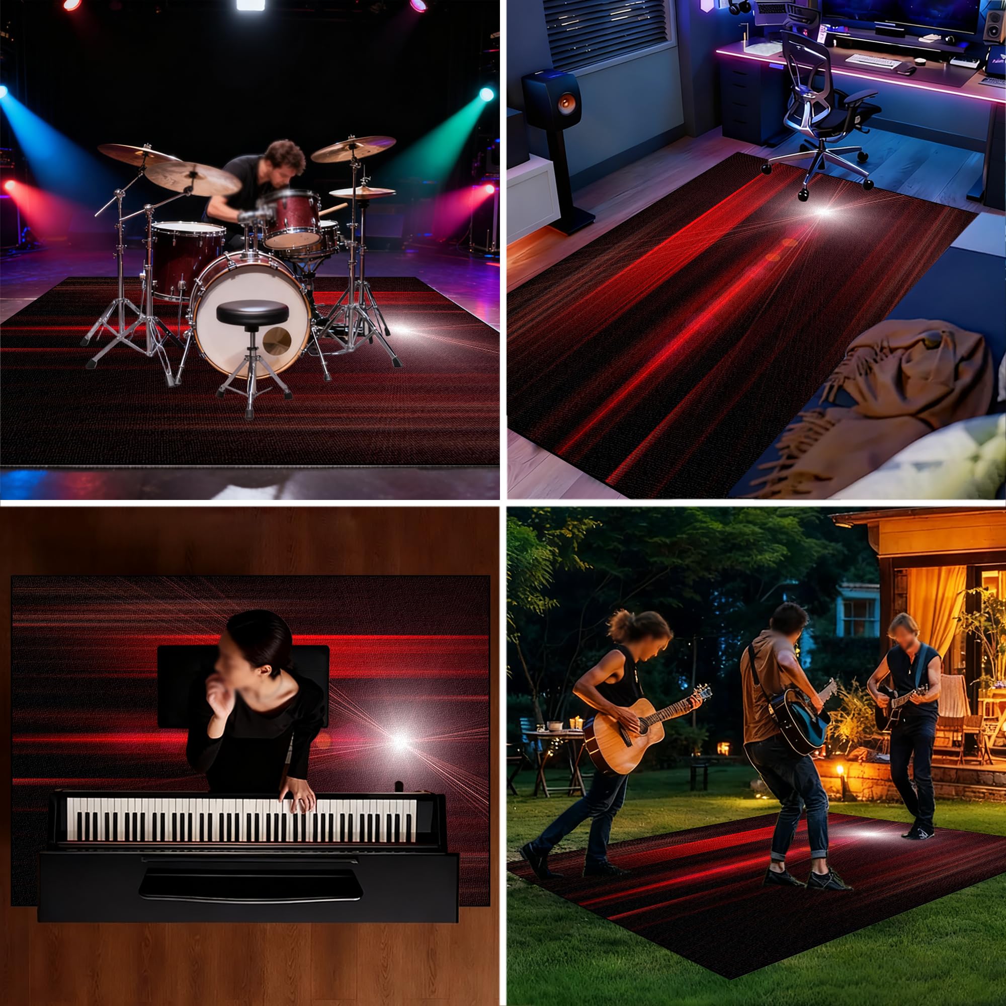 Elektroniczny dywan perkusyjny, do perkusji, jazzu, perkusji, zestaw do bębna basowego, werbla, instrumentów perkusyjnych, mata chroniąca przed hałasem, antypoślizgowy dywanik bębnowy, 140 x 100 cm