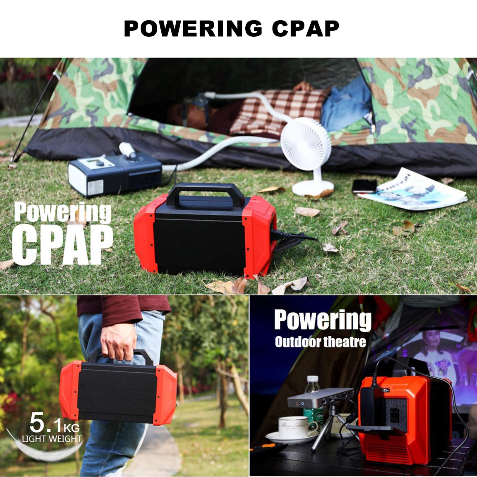 TIM-LI Batteria al Litio di Riserva da 400 W / 120000 mAh Portatile con Presa CA CC, Porte USB, Batteria di Emergenza per Campeggio All'aperto