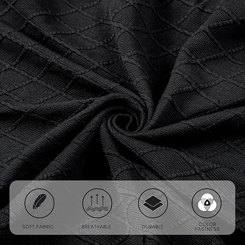 Miniatura 3 de SearchI Funda elástica para banco de comedor, lavable y duradera, fundas de asiento rectangulares para comedor, sala de estar, cocina (jacquard