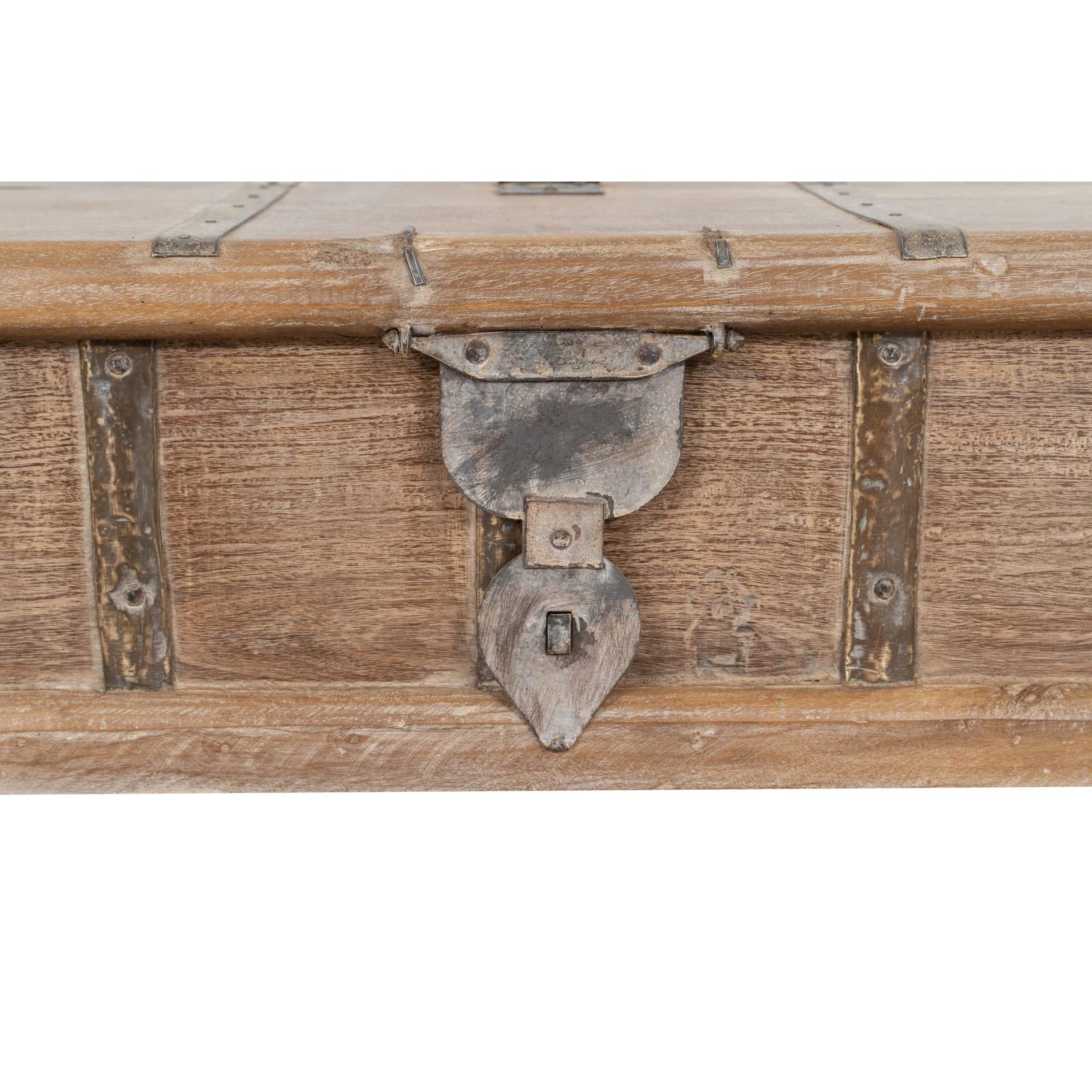 Biscottini Baule legno con panca contenitore 124x46x58 cm - Baule da interno in legno riciclato - Panca legno portagiochi vintage