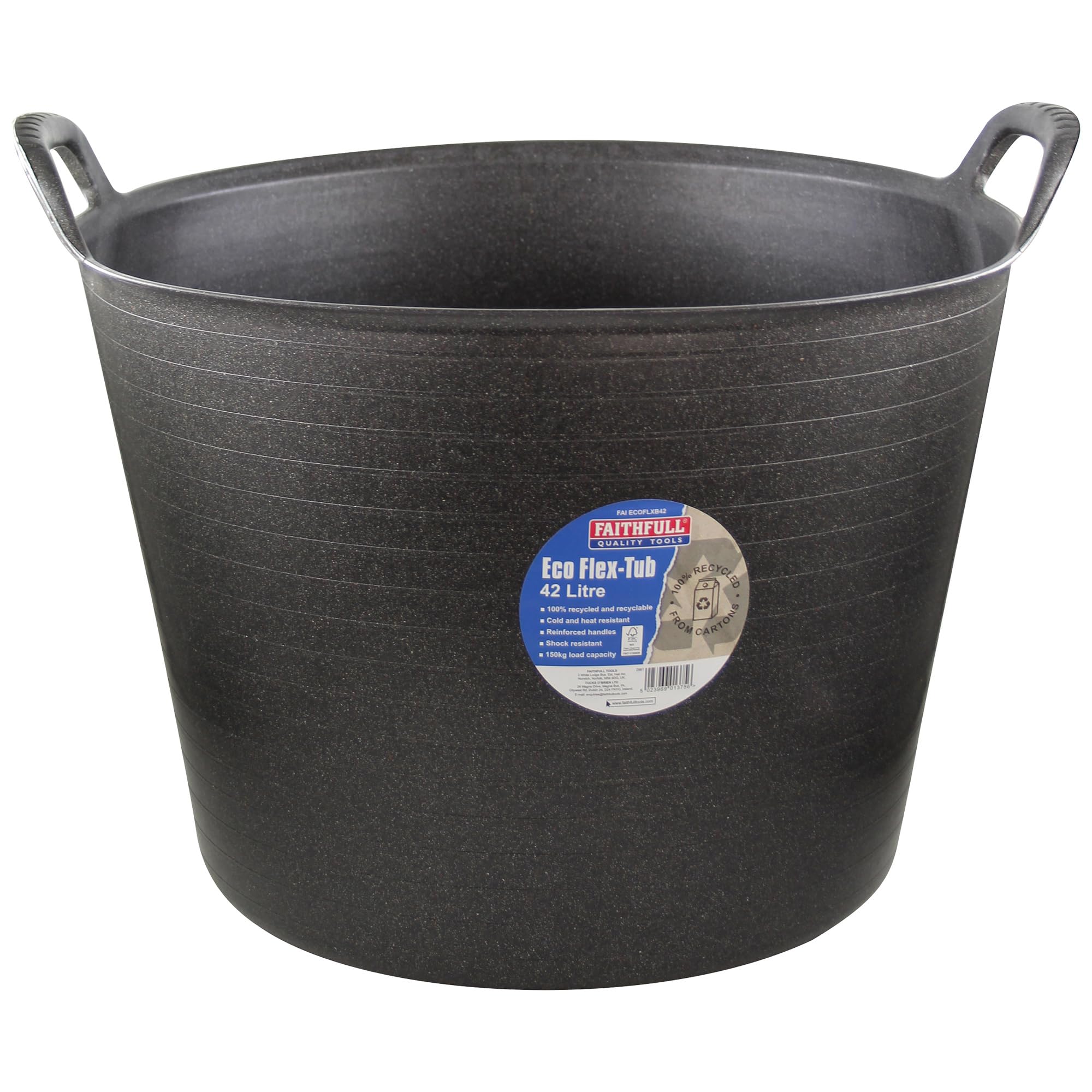 Faithfull Eco Flex Tub 42L - Recycled Black, Durable & Versatile