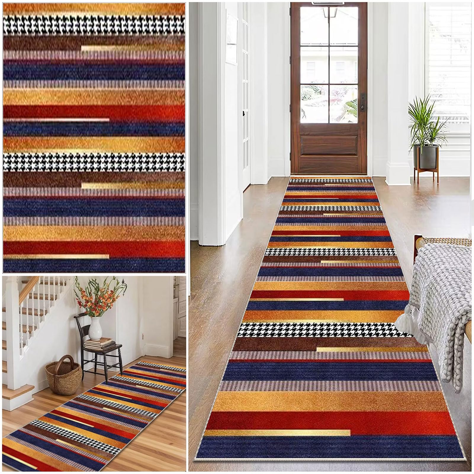 Carpet Runner for hallways Kitchen Runners Non Slip Washable Hallway Runner Long Rug Runners for Hallways Hall Runner Kitchen Mats Bedside Rugs for Bedrooms Entrance Laundry Bedroom 60 x 90 cm