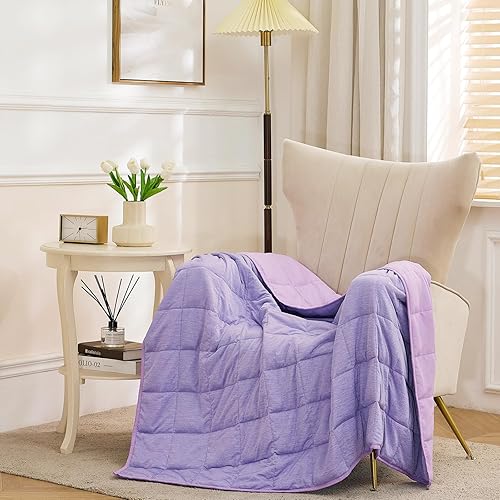 Miniatura 5 de Satwip Manta con peso refrescante de 20 libras, tamaño Queen, manta de cama de jersey Moire fresca para personas que duermen con calor y arena suave