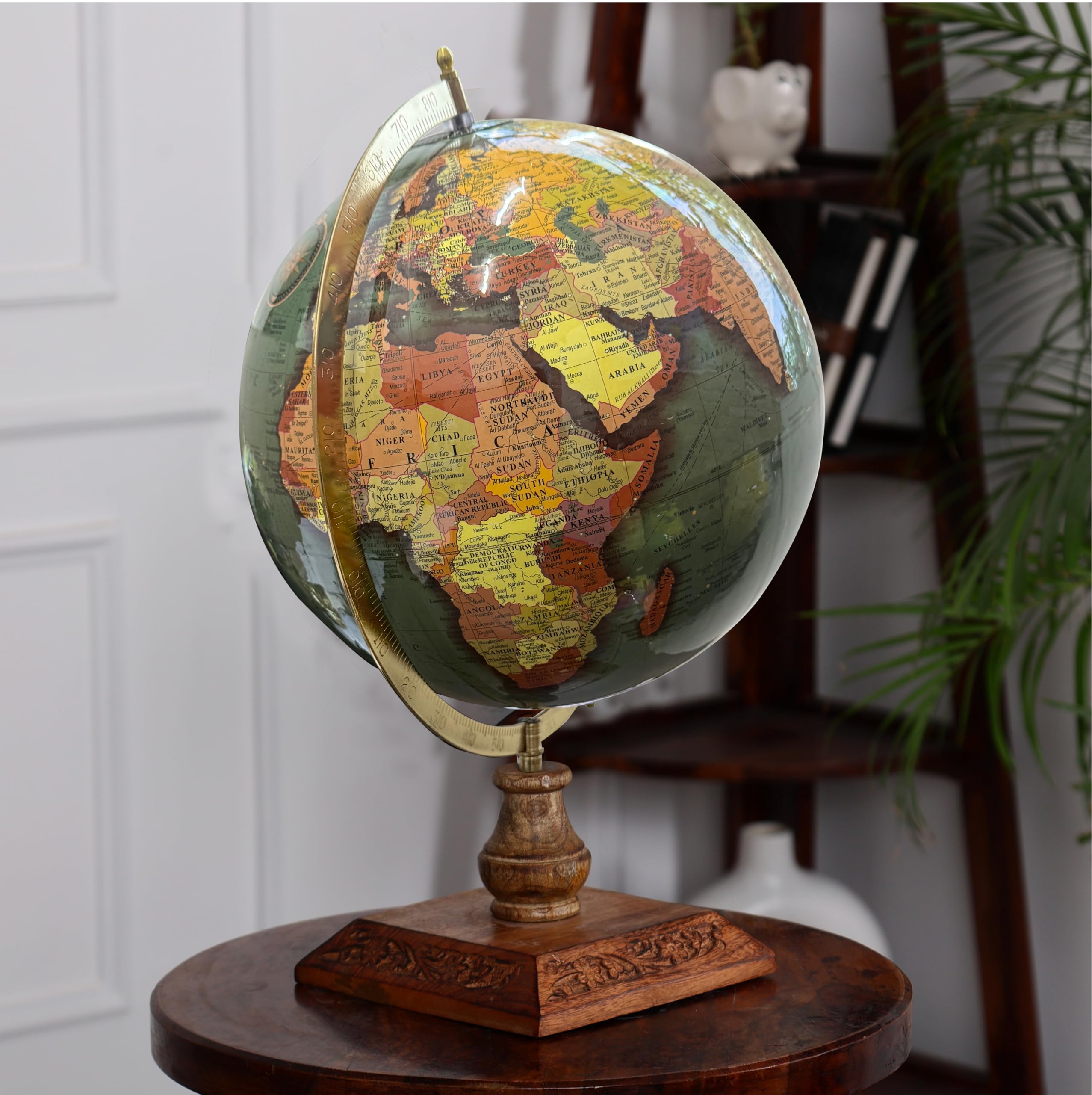 GLOBE DADDY Rotating World Globe 12 Inch with Metal Arc and Wooden Stand for Home Décor, Office Decor and Decorations items, Birthday, Party Gifts and Anniversary.(dark green) 2
