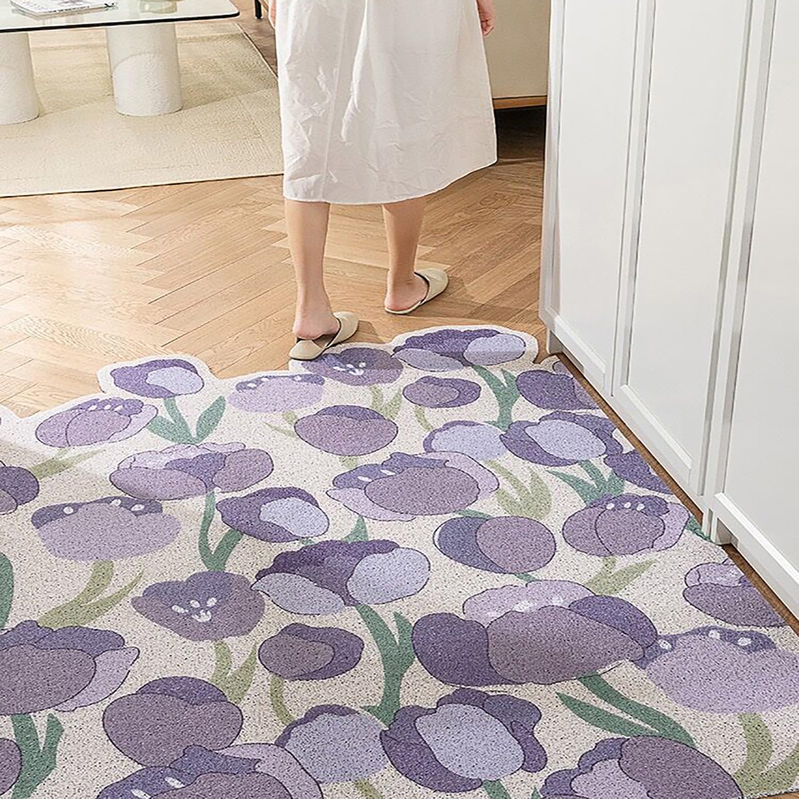 Generico Zerbino Floreale Fresco,Zerbino D'ingresso PVC Antiscivolo per D'ingresso,C,120x180cm(47x71inch)