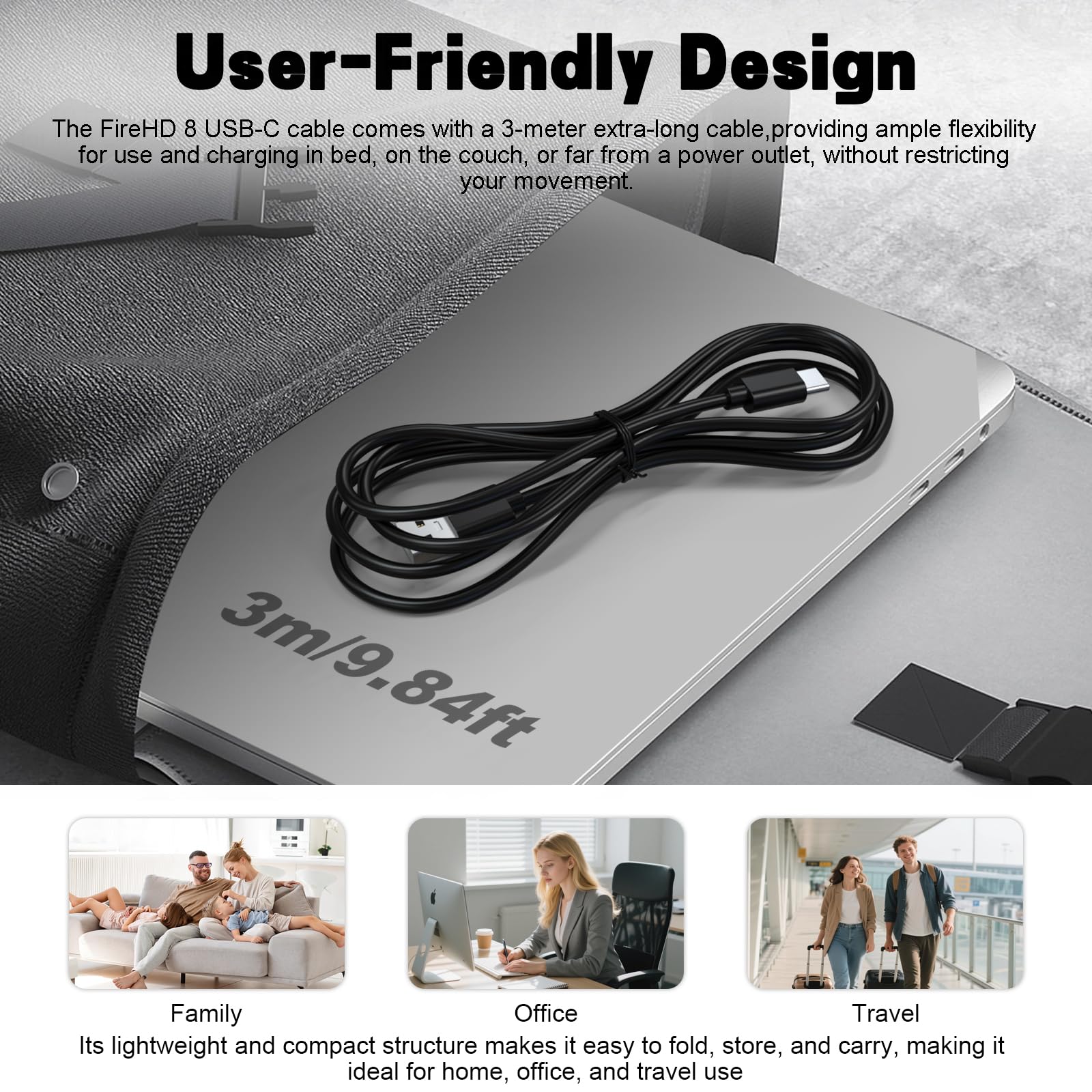 USB-Ladekabel Typ C, kompatibel mit Kindle Paperwhite 2022, Kindle Scribe, Kindle Paperwhite 8 GB, Kindle Paperwhite Signature Edition 32 GB, Kids Kindle Paperwhite 11. Generation (3 m)