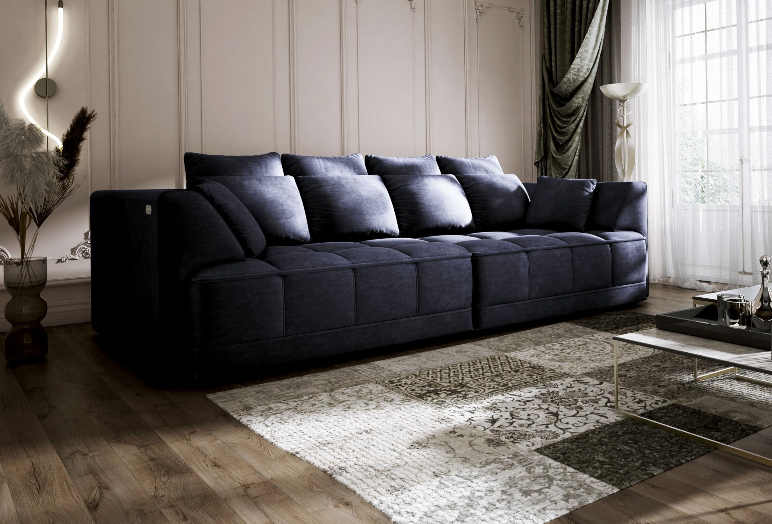 Big Sofa Tiga XXL, Schlafsofa, Couch, Schlafcouch mit Schlaffunktion 302 cm Breit (Cloud 79)