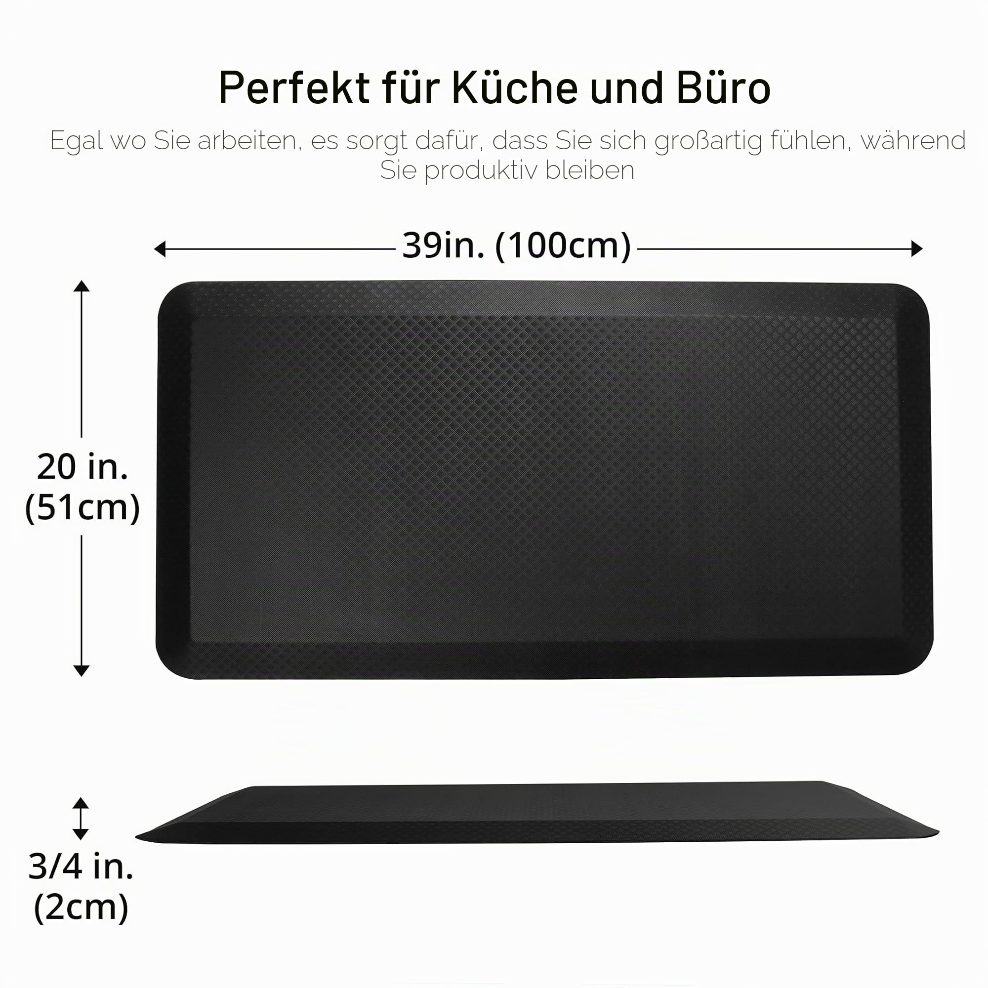 FLEXISPOT Bodenmatte für Schreibtisch, Küche, komfortabel gegen Müdigkeit, Schwarz