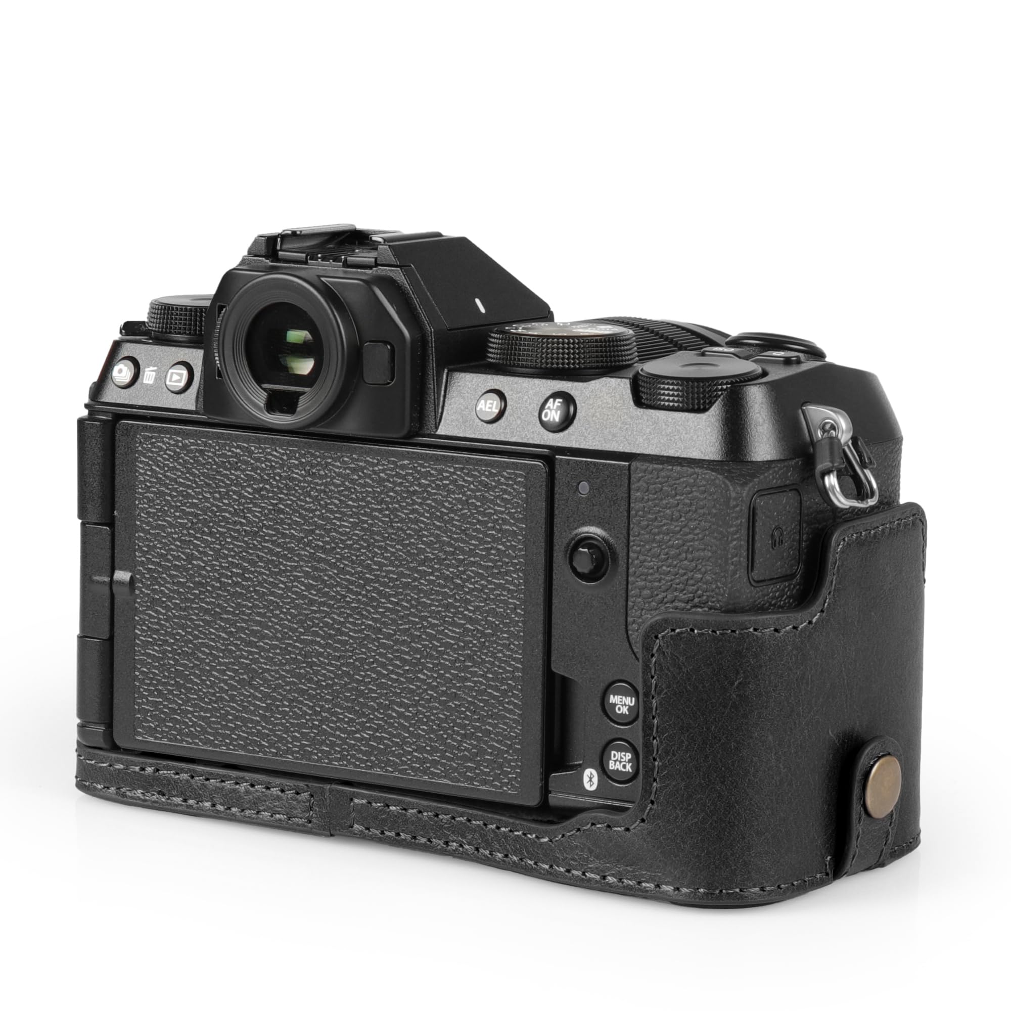 MegaGear - Etui na Aparat Fotograficzny z Prawdziwej Skóry do Fujifilm X-S20 - Stylowa i Ochronna Torba Cyfrowa - Czarny, przypadkowy