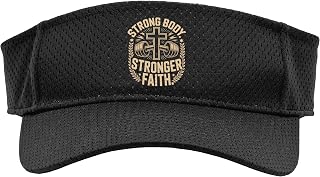 Strong Body Stronger Faith Christian Fitness Sport Sun Visor